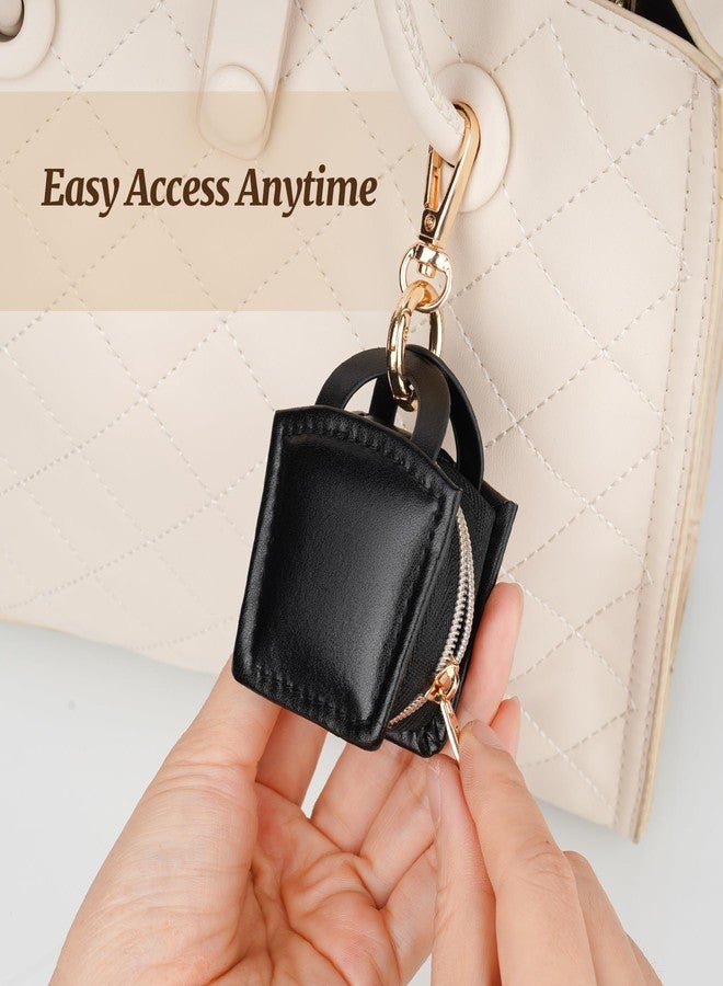 Aphlos PU Leather Portable Ring Earring Organizer Case with Keychain, Compact Travel Jewelry Box Keychain Pouch with Compartments, Lightweight Small Case Coin Purse with Loop for Purse or Bag - Image 5