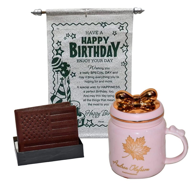 Saugat Traders Saugat Traders Birthday Gift Set for Men Boys Birthday Scroll Card Coffee Mug Mens Leather Wallet Gift for BoyfriendHusbandFianceFriendBrotherBoys  - Image 1