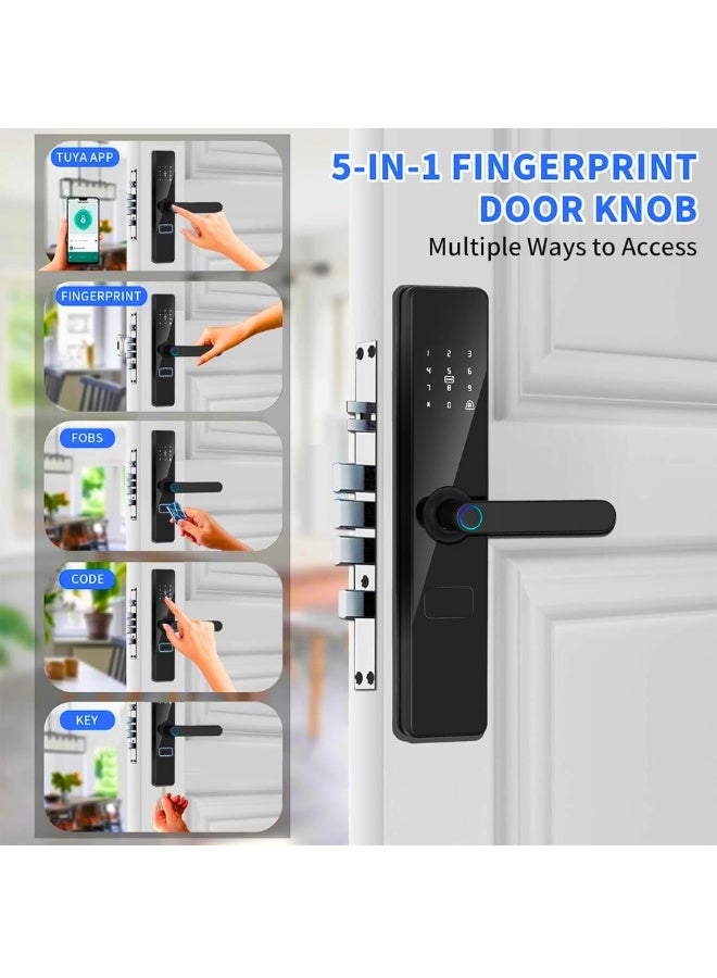 Chase Up Smart Door Lock with Handle, WiFi Door Lock with Tuya APP Control, Door Locks with Keypads, Anti-Peeping Password, Auto Lock One Touch Unlock,Color black,6068 Mortise - Image 1