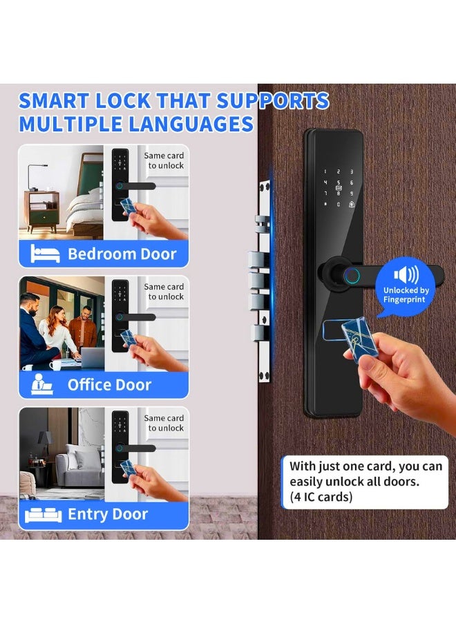 Chase Up Smart Door Lock with Handle, WiFi Door Lock with Tuya APP Control, Door Locks with Keypads, Anti-Peeping Password, Auto Lock One Touch Unlock,Color black,6068 Mortise - Image 4