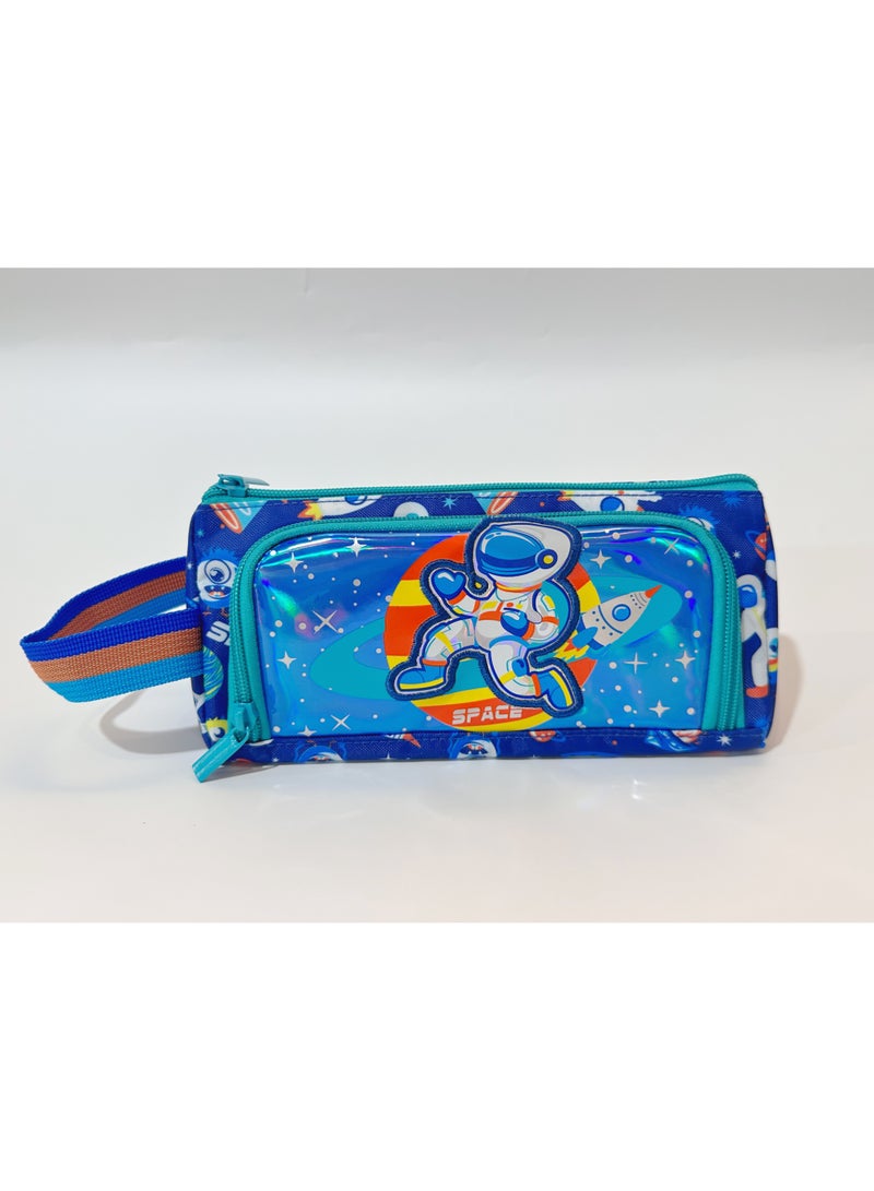Space Astronaut 3D Stereo Pencil Case 420D+PU Double Layer Large Capacity Student Pencil Bag 19 Colors Available