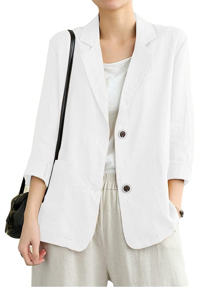 IDEALSANXUN White Blazer for Women Casual Blazer Jackets for Women (Small, White) - Image 3