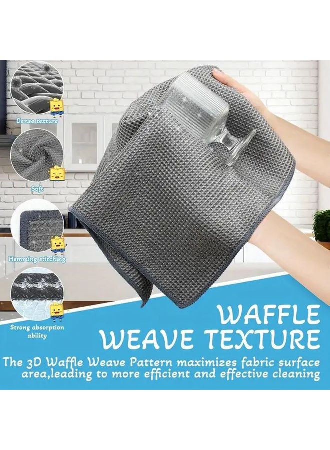 Grey Yellow Blue Microfiber Cloths 6 Pack 15.75x15.75 Inch Guest Towels Car Care Rags Kitchen Cleaning Wipes Dusting Cloths for Auto - Image 3