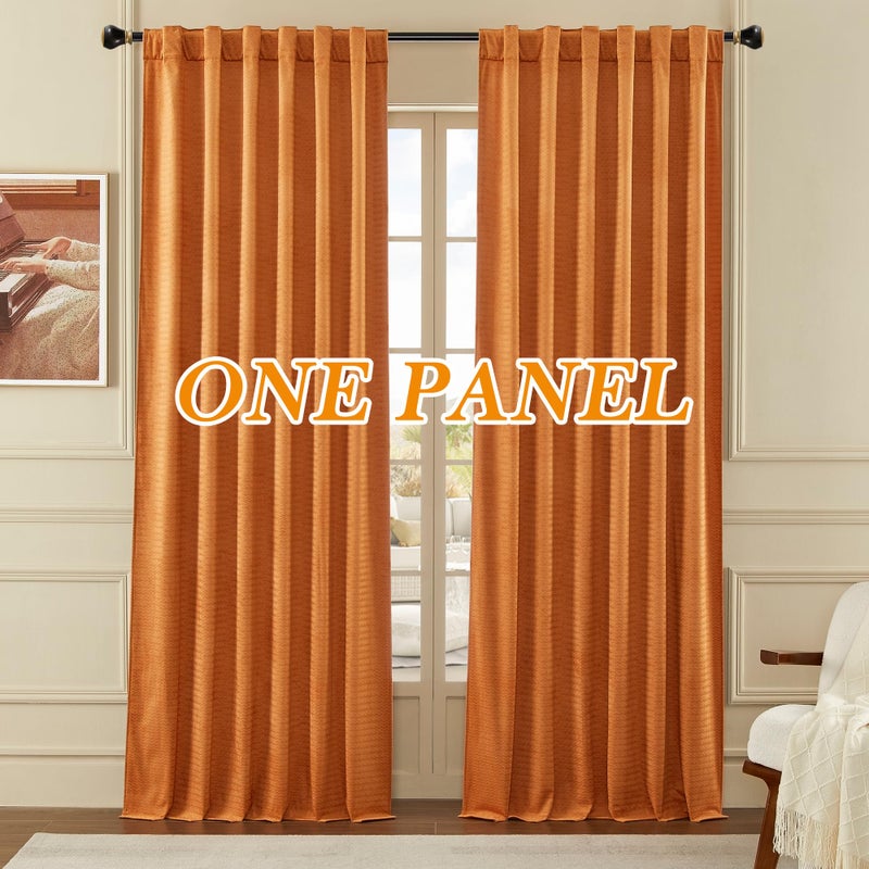 Timeper Pimpkin Orange Wheat Ear Pattern Velvet Curtains Light Blocking Chill & Heat Resistant Window Panels Privacy Curtains for Bedroom/Baby Nersury Back Tab & Rod Pocket  W52 x L96  1 Panel - Image 2
