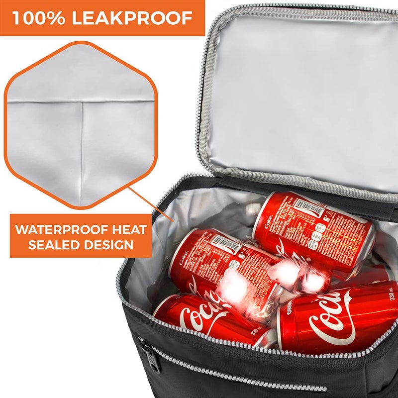 opux Extra Large Insulated Lunch Box Men Women, Lunch Bag for Work, Leakproof Soft Cooler Tote Adult, Lunch Pail, Picnic Beach Collapsible Food Bag with Shoulder Strap, Black - Image 5