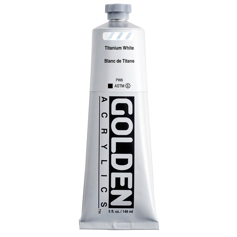 GOLDEN Heavy Body Acrylics, Titanium White, 5 fl. oz. Tube, Professional Acrylic Paint, Opaque - Image 1