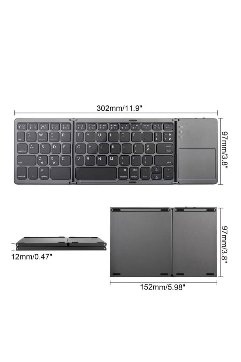 UMIXPRO Ultra Thin Mini Bluetooth 3.0 Foldable Keyboard Wireless Folding BT With Touchpad Keyboard compatible with Tablet PC Laptop Mobilephone - Image 2