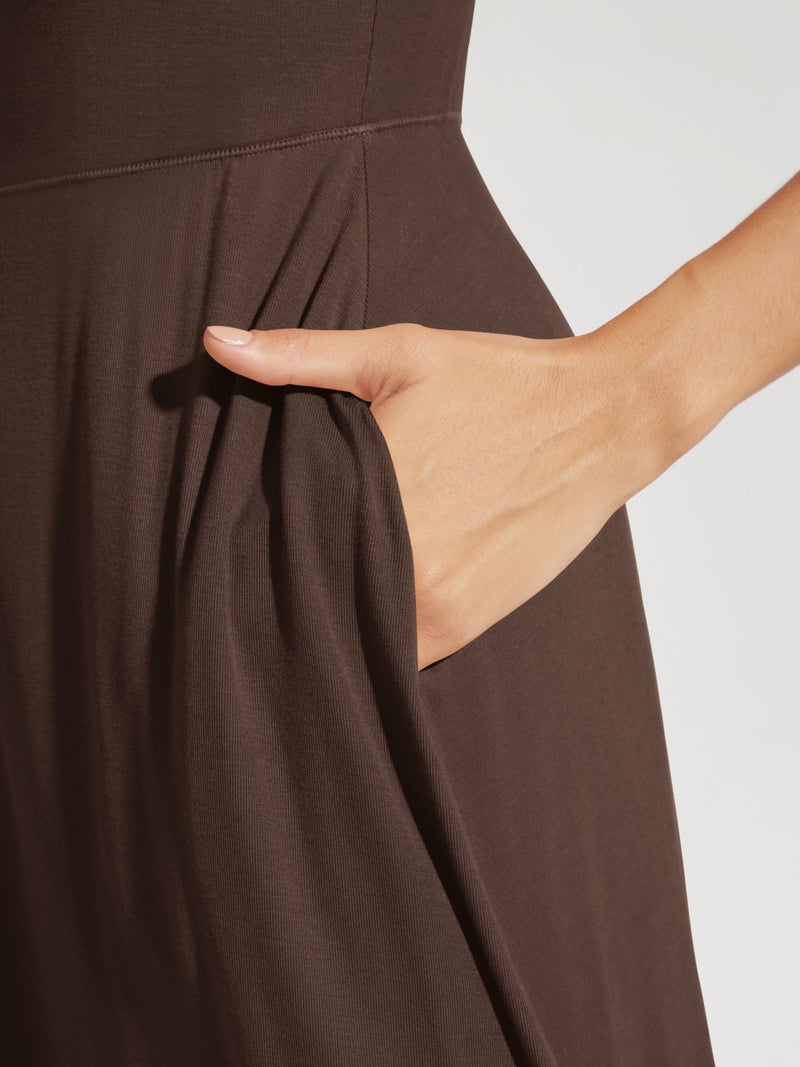 ODODOS Square Neck Midi Dress with Pockets for Women Summer Casual Sleeveless Sundress Flare Tank Dress, Dark Brown, X-Large - Image 5