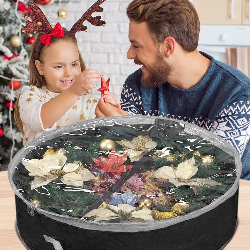 Primode Wreath Storage Bag 36" | Garland Wreaths Container with Clear Window for Easy Xmas Holiday Storage | Durable 600D Oxford Material - Image 5