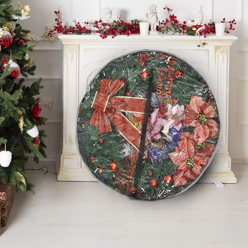 Primode Wreath Storage Bag 36" | Garland Wreaths Container with Clear Window for Easy Xmas Holiday Storage | Durable 600D Oxford Material - Image 4
