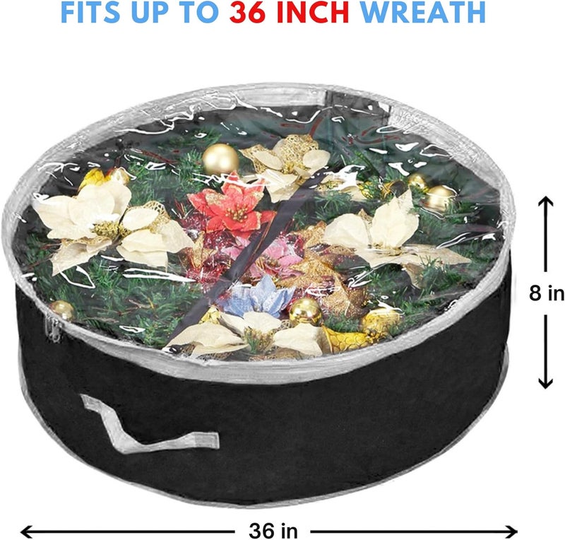 Primode Wreath Storage Bag 36" | Garland Wreaths Container with Clear Window for Easy Xmas Holiday Storage | Durable 600D Oxford Material - Image 2