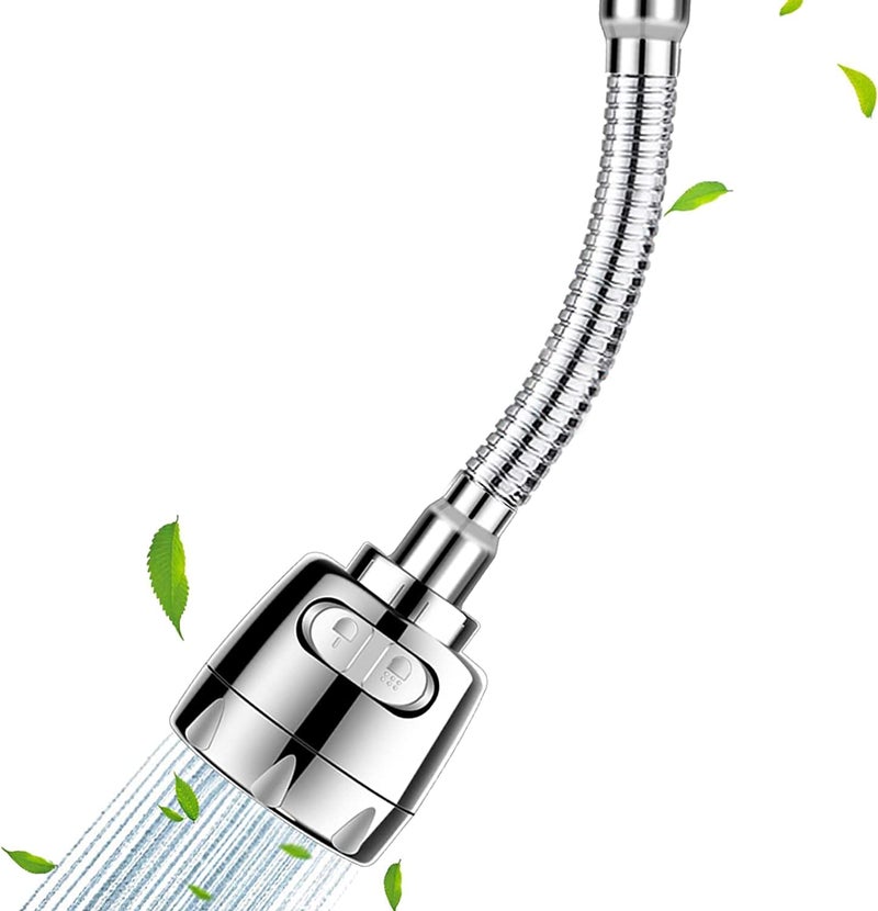 DLEST Sink Faucet Sprayer Attachment 360 Rotatable Kitchen Tap Head Replacement AntiSplash Silver Faucet Head Nozzle with Hose and Universal Connector Faucet Head with Nozzle - Image 1