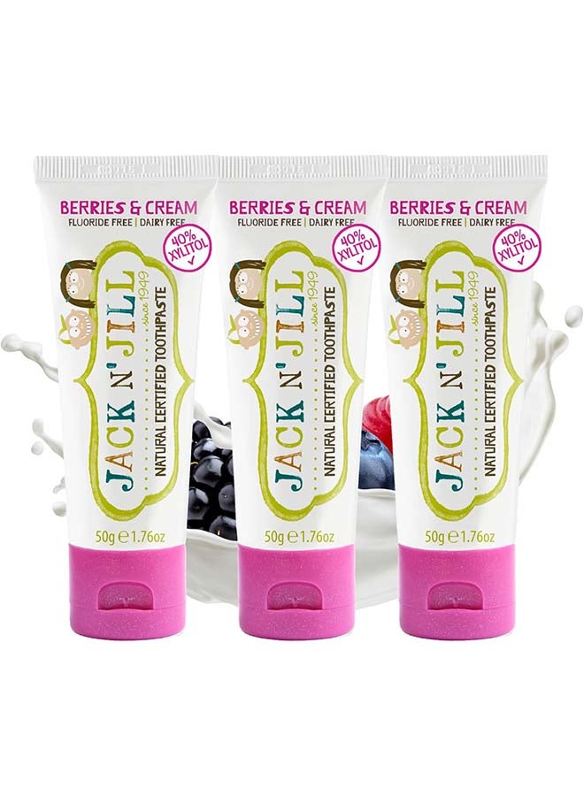 Jack N' Jill Natural Toothpaste Berries & Cream 50g, Ecocert Certified, Gentle, Fluoride-Free, Safe & Delicious Baby Toothpaste - Image 1
