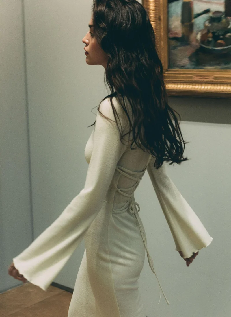 Lichi Jersey maxi dress with lace-up back