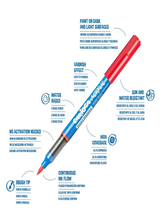 CARIOCA Acrylic Paint Markers Set - 5 Assorted Colors, Permanent Paint Pens for Multiple Surfaces, Water-Based Acrylic Ink, Ideal for DIY, Craft Projects, Rock, Glass, Plastic, Wood, Made in Italy - Image 4