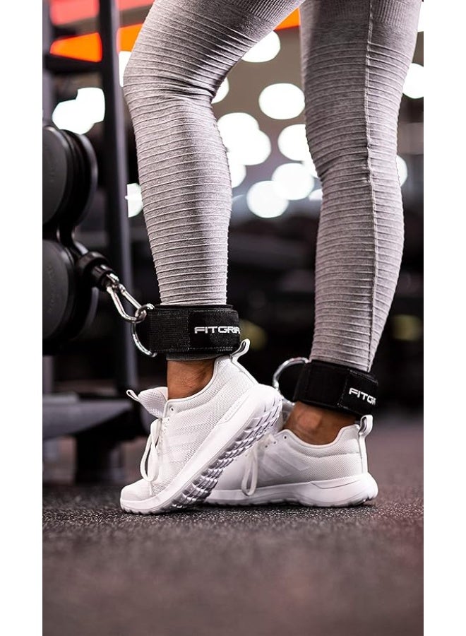 Fitgriff أربطة كاحل فيتجريف مبطنة سميكة لاستخدام أجهزة الكيبل في الجيم لتمارين الكيك باك وتمارين الساق باللون الأسود طقم من قطعتين - Image 2