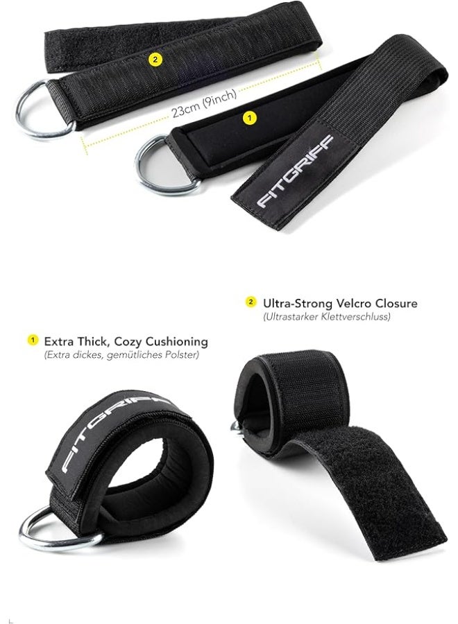 Fitgriff أربطة كاحل فيتجريف مبطنة سميكة لاستخدام أجهزة الكيبل في الجيم لتمارين الكيك باك وتمارين الساق باللون الأسود طقم من قطعتين - Image 3