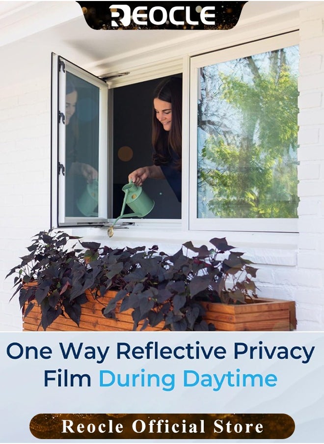 REOCLE Window Privacy Film 35.4 x 78.7 inch Frosted Glass Film Static Cling Removable Window Sticker Anti-UV Opaque Coverings with Blinds Pattern for Bathroom & Bedroom & Living Room  - Image 4