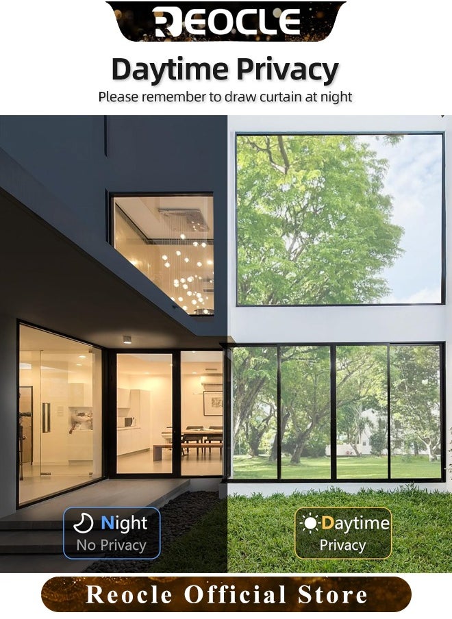 REOCLE Window Privacy Film 35.4 x 78.7 inch Frosted Glass Film Static Cling Removable Window Sticker Anti-UV Opaque Coverings with Blinds Pattern for Bathroom & Bedroom & Living Room  - Image 3