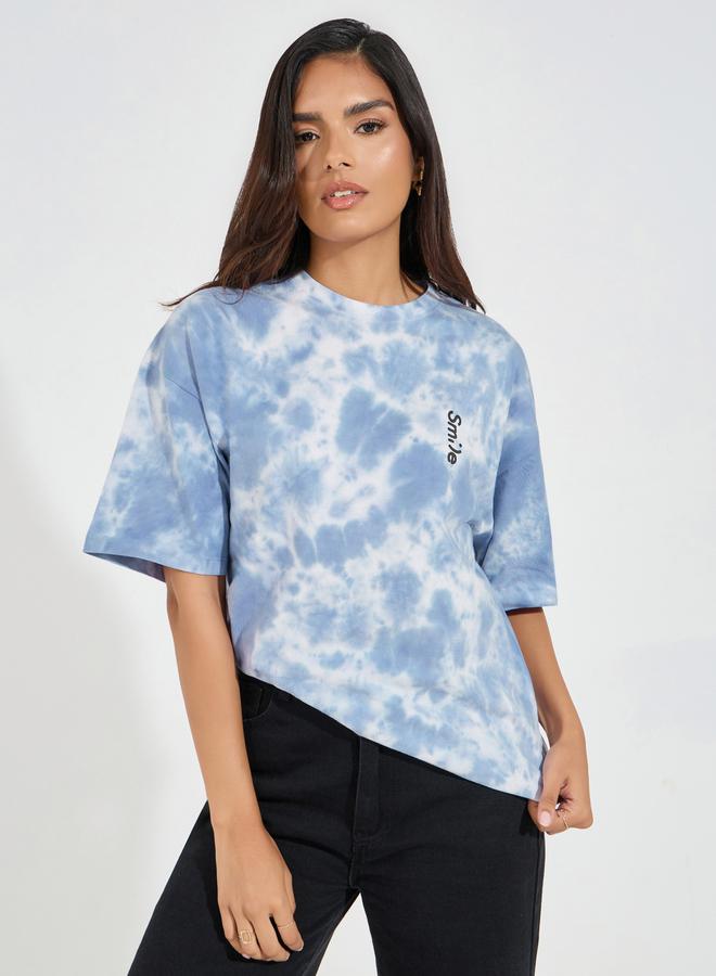 Styli Oversized Tie-Dye Print T-Shirt with Dropped Shoulder  - Image 1