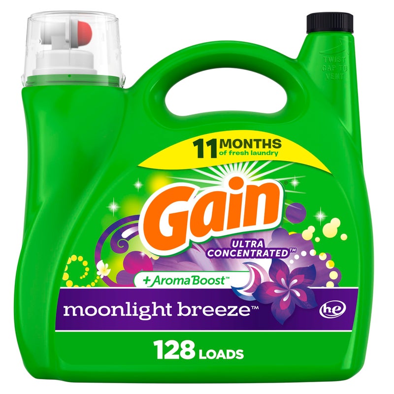 Gain Aroma Boost Liquid Laundry Detergent Moonlight Breeze Scent 128 Loads 184 fl oz HE Compatible