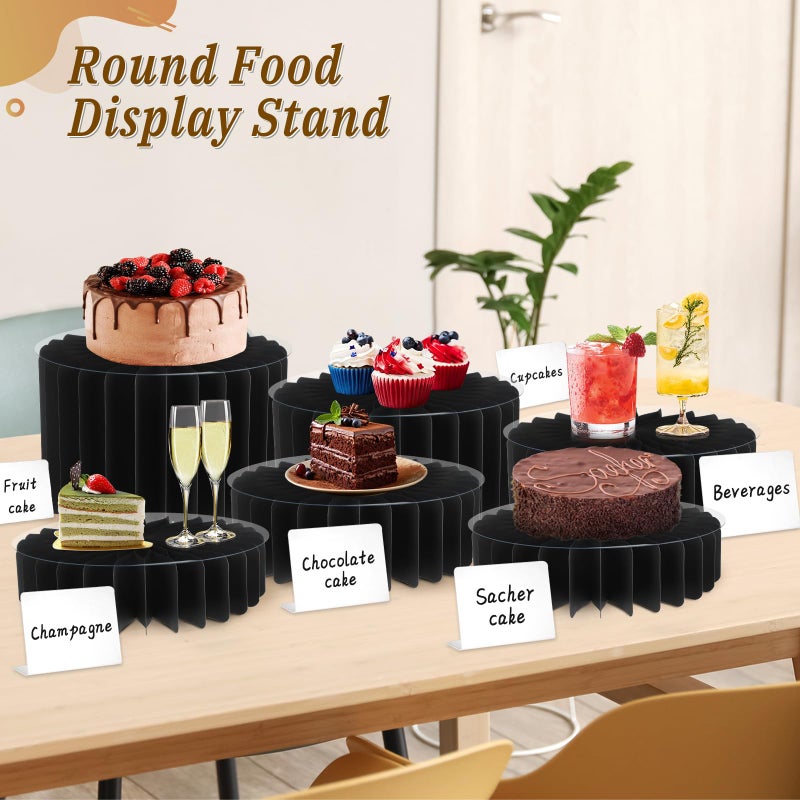 Youjoitim 6Pcs Buffet Risers, Food Risers for Table, Foldable Cake Display Stands, Tall Cardboard Cupcakes Stand for Show Catering Desserts Jewelry Wedding Birthday Party Decoration (Black) - Image 5