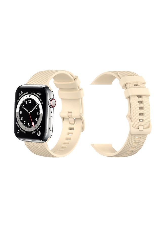 vesus Matrix Silicon Replacement Band For Apple Watch Series 6/SE/5/4/3/2/1 Cream White