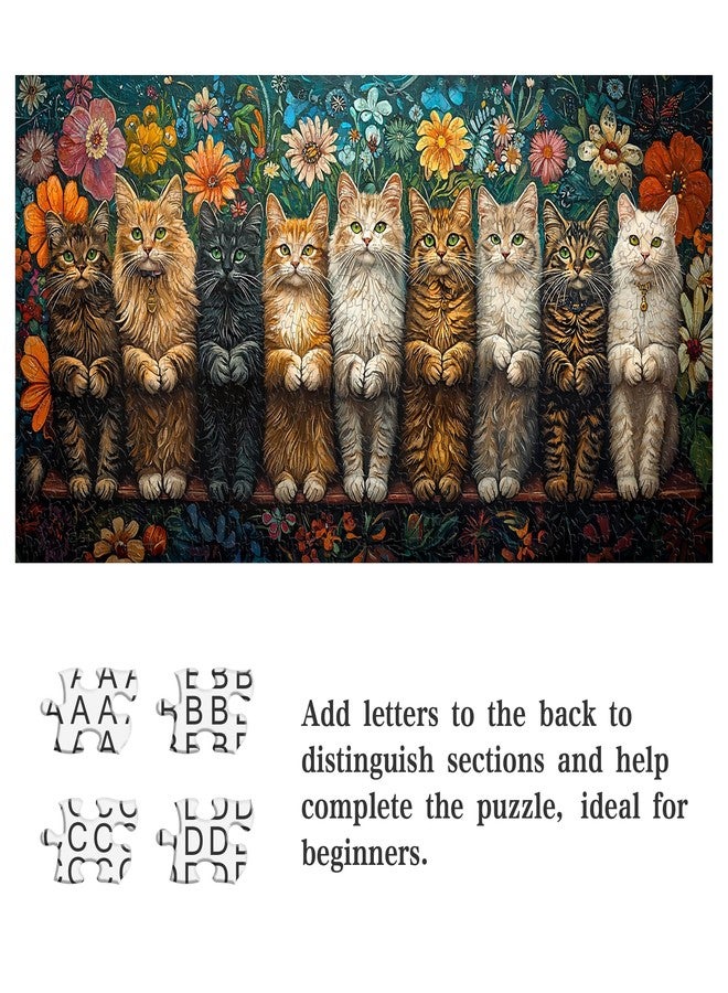 Ginfonr 1000 Piece Jigsaw Puzzles for Adults, 《Cat's Visit》Irregular Shaped Pieces for Challenging Fun, No Dust Classic Animal Puzzle, Gifts for Family Game Night 31.5 x 16 inch - Image 5