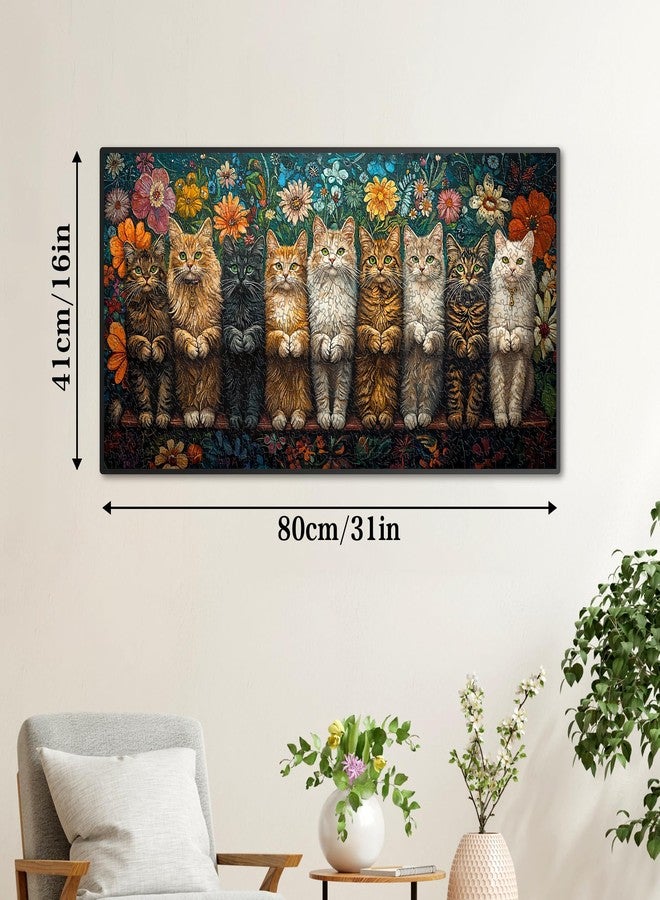 Ginfonr 1000 Piece Jigsaw Puzzles for Adults, 《Cat's Visit》Irregular Shaped Pieces for Challenging Fun, No Dust Classic Animal Puzzle, Gifts for Family Game Night 31.5 x 16 inch - Image 3