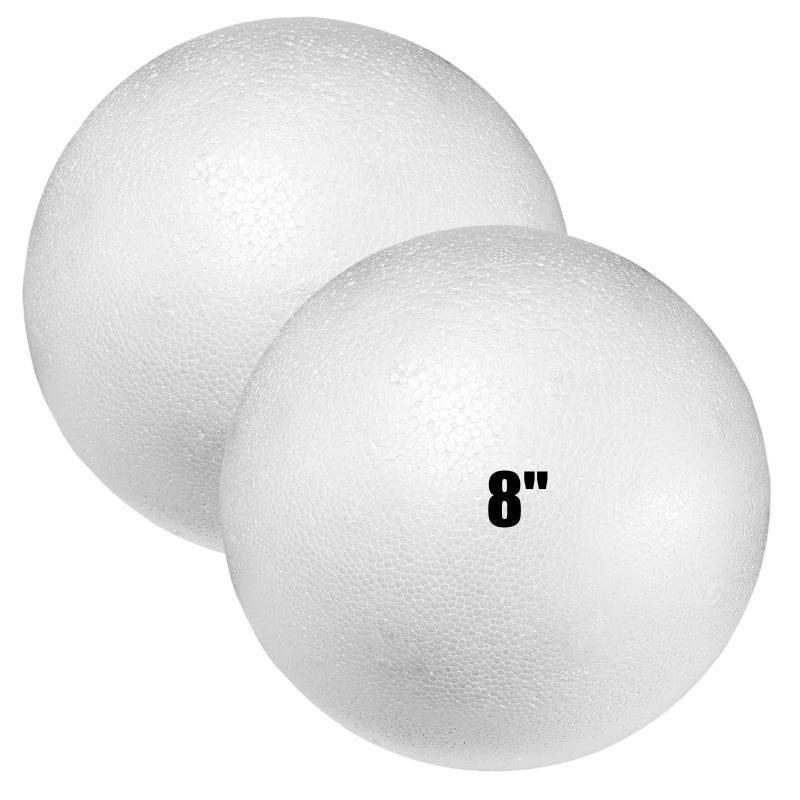 Styrofoam Balls 8 Inch2PC Large White Foam Balls for Crafts DIY Craft Giant Foam Ball for Home and SchoolSmooth Solid Round BallStyrofoam8in2pc