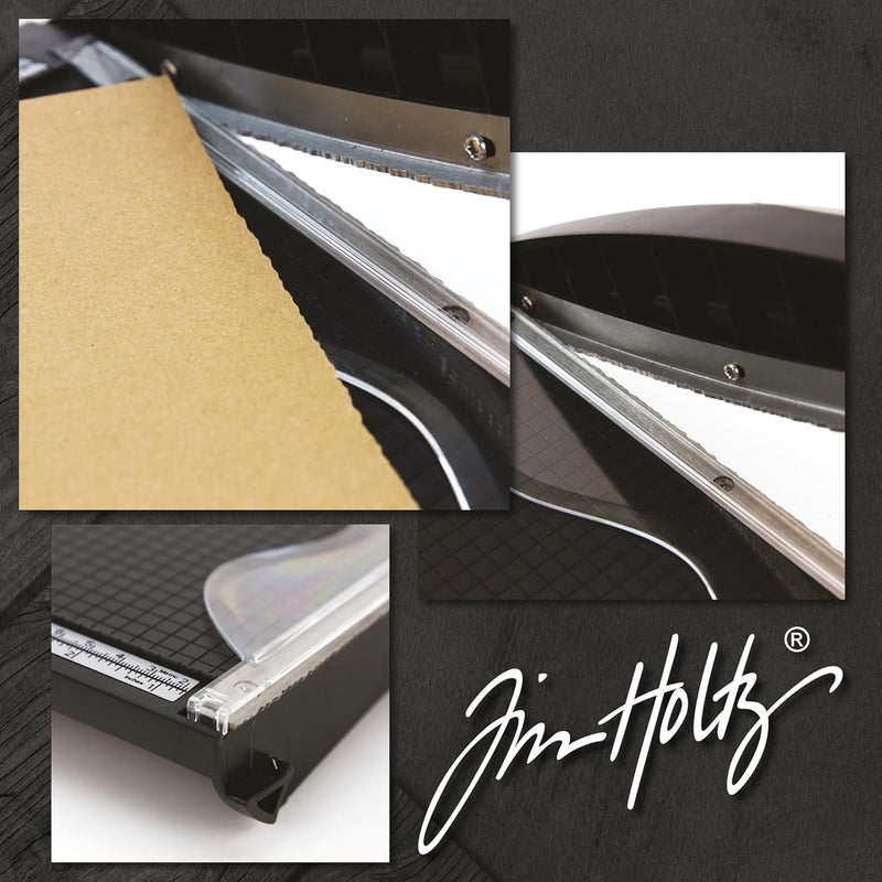 TONIC STUDIOS Tim Holtz Paper Cutter Deckle Edge Tool - Guillotine Paper Trimmer for Distressing Cardstock and Craft Paper - 8.5 Inch Cutting Length with Ruler and Grid Lines, White. - Image 3