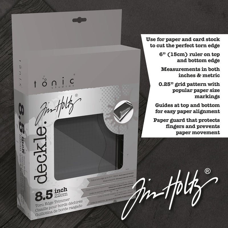 TONIC STUDIOS Tim Holtz Paper Cutter Deckle Edge Tool - Guillotine Paper Trimmer for Distressing Cardstock and Craft Paper - 8.5 Inch Cutting Length with Ruler and Grid Lines, White. - Image 2