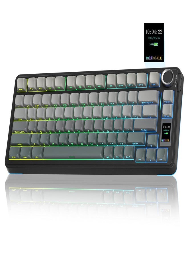 AULA S75 PRO Wireless Mechanical Keyboard with Screen&Knob, Tri-Mode Hot Swappable Gaming Keyboard 75%, Pre-lubed Switches, RGB Backlit, Side Printed PBT Keycaps, Creamy Sounding Computer Keyboards