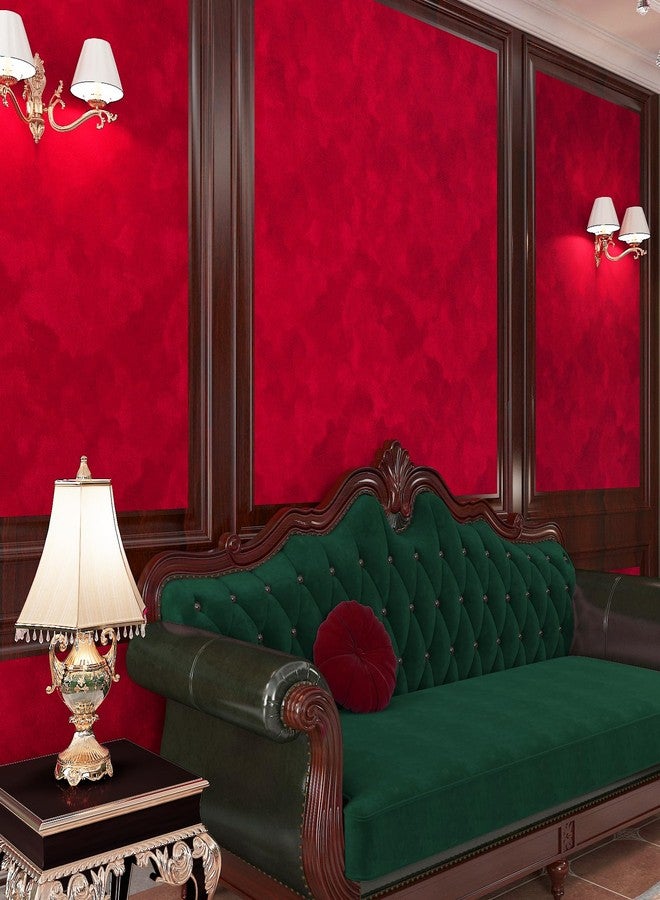 ReWallpaper 17.5in x 23ft Red Peel and Stick Wallpaper Luxury Velvet Contact Paper for Drawers Self Adhesive Elegant Textured Velvet Fabric Wallpaper Roll for Bedroom Nursery Living Room Accent Wall - Image 3