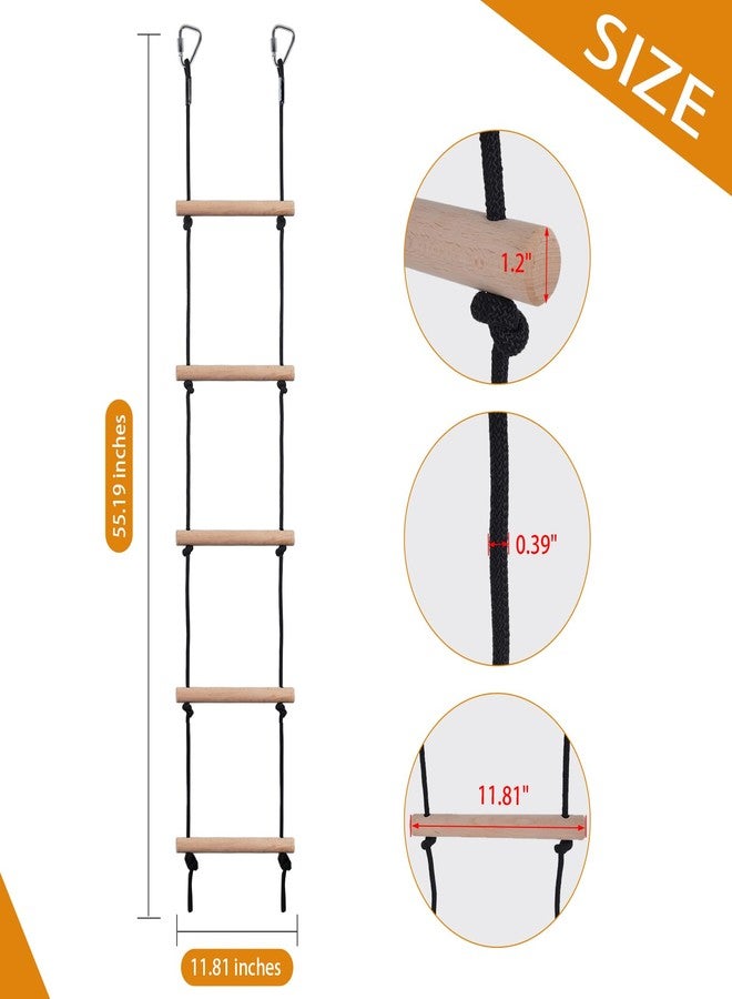 ChengFu Kids Climbing Rope Ladder, Hanging Ladder for Swing Accessories (2 Hooks) - Image 2