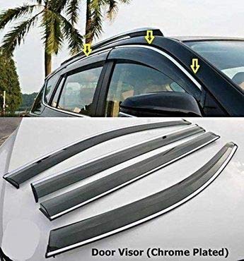 Decode Car rain Window Door Visor Wind deflectors and sunshield Protectors with Chrome/Silver Linning for car Amaze 2018 Onwards - Image 4