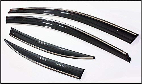 Decode Car rain Window Door Visor Wind deflectors and sunshield Protectors with Chrome/Silver Linning for car Amaze 2018 Onwards - Image 1