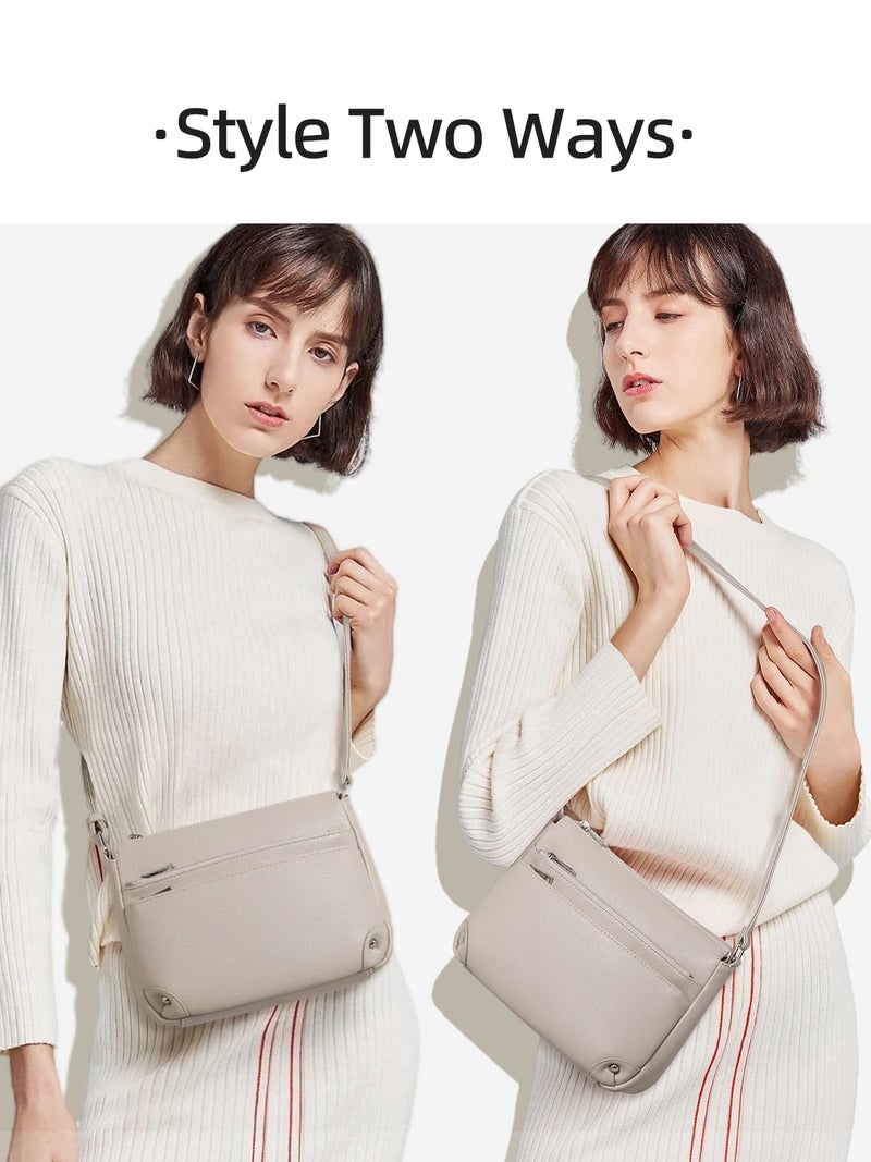 Westbronco Crossbody Bags For Women  Medium Size Shoulder Handbags  Satchel Purse With Multi Zipper Pocket Grey - Image 2