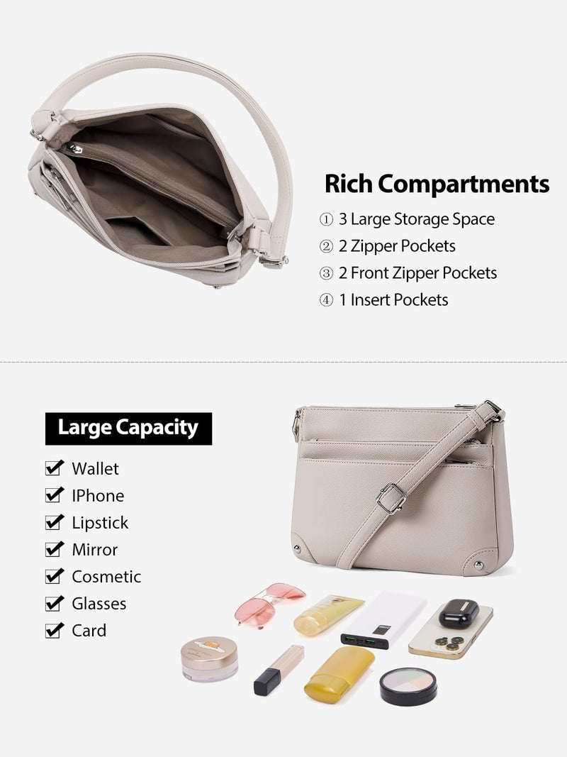 Westbronco Crossbody Bags For Women  Medium Size Shoulder Handbags  Satchel Purse With Multi Zipper Pocket Grey - Image 5