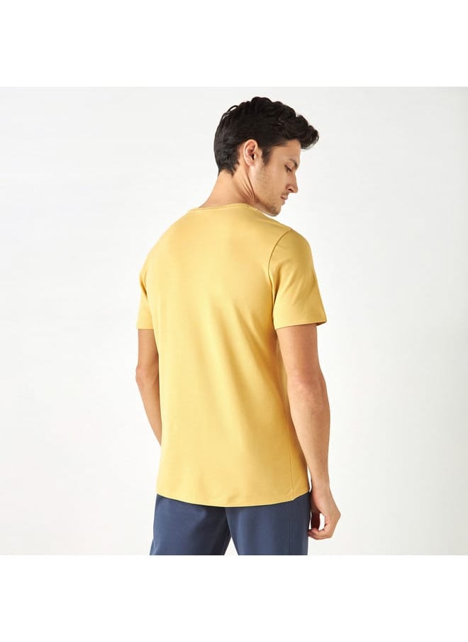 Iconic Slogan Print Pique T-shirt with Crew Neck and Short Sleeves  - Image 3