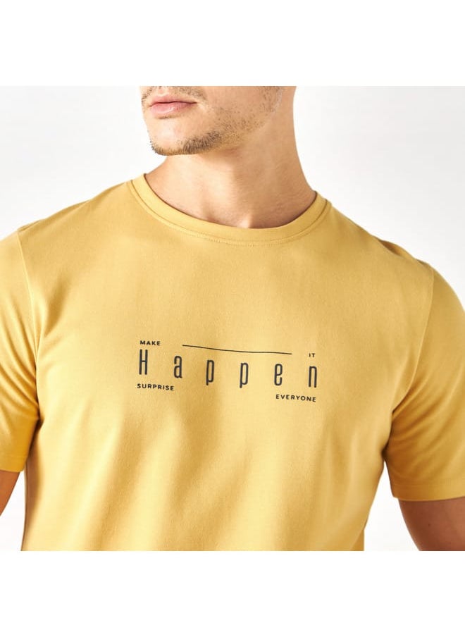 Iconic Slogan Print Pique T-shirt with Crew Neck and Short Sleeves  - Image 4