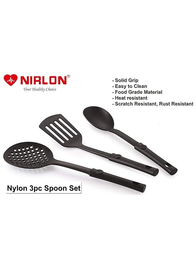 NIRLON Non Stick Combo Aluminium Cookware Concave Tawa/ 2 Kadhai/ Flat Tawa/ Casserole / Fry Pan with Stel Lid/3 Nylon Spoon (Red,Black) - Image 2