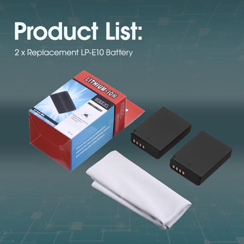 FirstPower Replacement LP-E10 Batteries Compatible with Canon EOS Rebel T3, T5, T6, T7, T100, Kiss X50, Kiss X70, EOS 1100D, 1200D, 1300D, 2000D, 3000D, 4000D Cameras (2-Pack 1600mAh) - Image 5