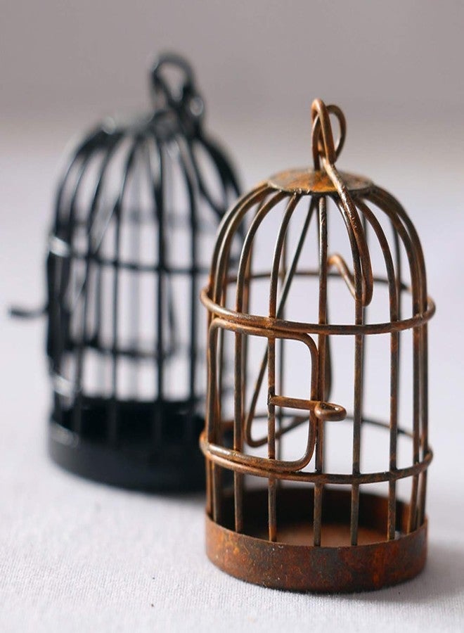 Mozff 2Pcs Black Miniature Doll House Birdcage Ornament Model Home Desktop Decor Gift,Mini Miniature Doll Fairy Garden Ornaments Shelf Home Micro Landscape Decor House Furniture and Accessories - Image 5