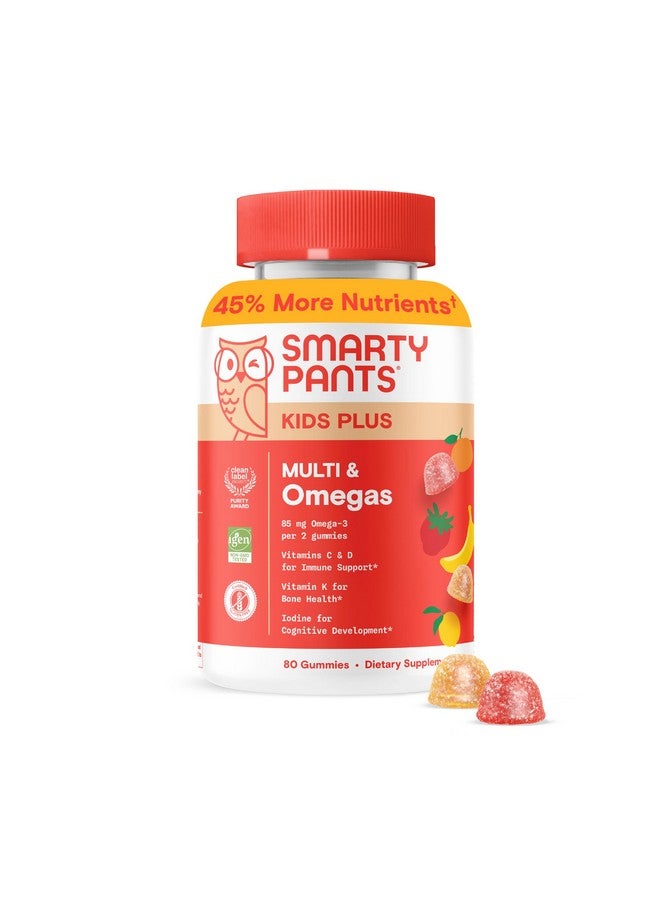 SmartyPants SmartyPants Kids Multivitamin Gummies - Improved Formula: Omega 3 (DHA/EPA), Vitamins D3, C, B12, B6, Vitamin A, K & Zinc, Gluten Free, Three Fruit Flavors, 80 Count (40 Day Supply) - Image 1