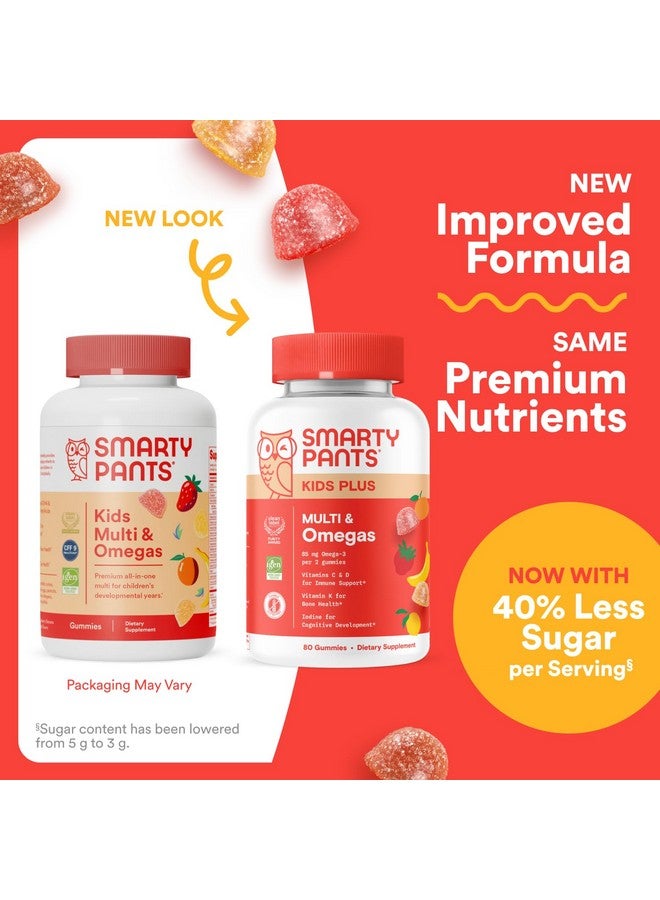 SmartyPants SmartyPants Kids Multivitamin Gummies - Improved Formula: Omega 3 (DHA/EPA), Vitamins D3, C, B12, B6, Vitamin A, K & Zinc, Gluten Free, Three Fruit Flavors, 80 Count (40 Day Supply) - Image 2