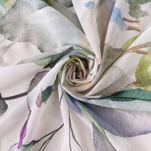 Fereyis Green Eucalyptus Leaves Sheer Curtains for Living Room 84 inch Length 2 Panels Set Elegant Wild Flower Floral Spring Printed Window Curtain Natural Chiffon Drapes for Bedroom - Image 4