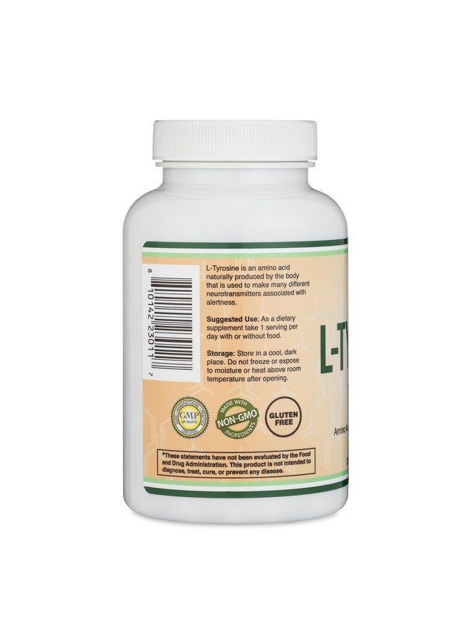إل-تيروسين 1000 ملغ لكل حصة، 120 كبسولة نباتية (مكمل إل-تيروسين للذاكرة والانتباه والتركيز) حمض أميني، آمن للنباتيين، غير معدل وراثيًا من شركة دبل وود - Image 3
