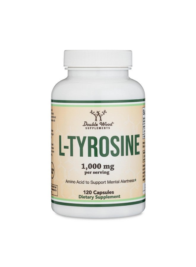 إل-تيروسين 1000 ملغ لكل حصة، 120 كبسولة نباتية (مكمل إل-تيروسين للذاكرة والانتباه والتركيز) حمض أميني، آمن للنباتيين، غير معدل وراثيًا من شركة دبل وود - Image 4