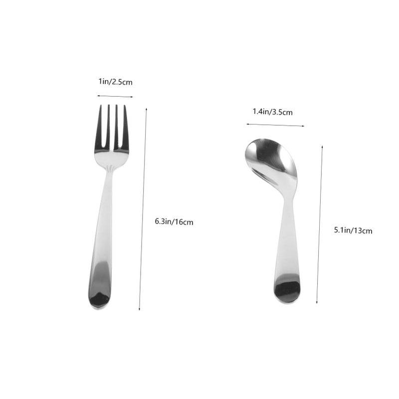 Angled Spoon Set Ergonomic Stainless Steel Feeding Utensils For Seniors Lightweight Adaptive Tableware Disabled Eating Assistance - Image 3